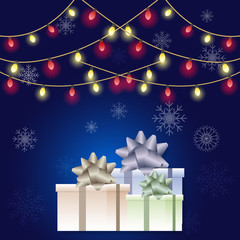 Gift boxes and light decoration, Merry Christmas  background