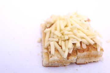 cake with cheese toping close up view V2