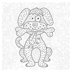 Coloring vector page with cartoon doodle animal.