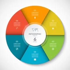 Fotobehang Vector infographic circle. Cycle diagram with 6 options. Can be used for chart, graph, report, presentation, web design. © vectorcreator