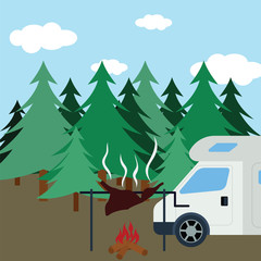Obraz premium Hunting in fir forest