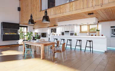 modern chalet interior.