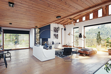 modern chalet interior.