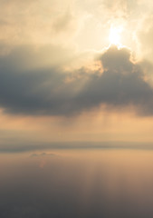 Sunrays and coulds over moutain top in Bukhansan Seoul