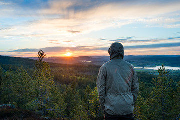 Hiker enjoying the sunset