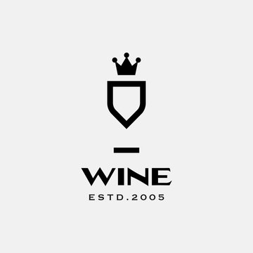 Wine Logo. Premium Wine Company Logo. Glass of Wine Luxury Symbol. Vector Illustration.