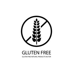 Vector Gluten Free Icon, Stamp Style Label, Black Lines.