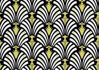 Seamless Flower Lotus Pattern. Summer background garden. Art deco style