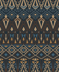 Ethnic seamless pattern with american indian traditional ornament in brown colors. Tribal background