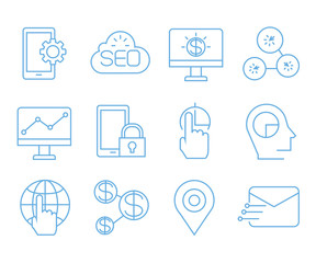 seo icons set and web service icons for web and mobile UI