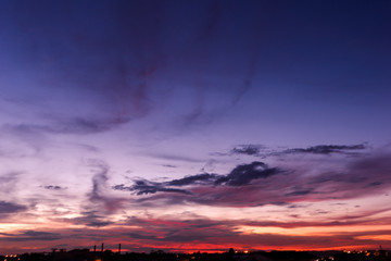 Beautiful sky at twilight times with lens blur