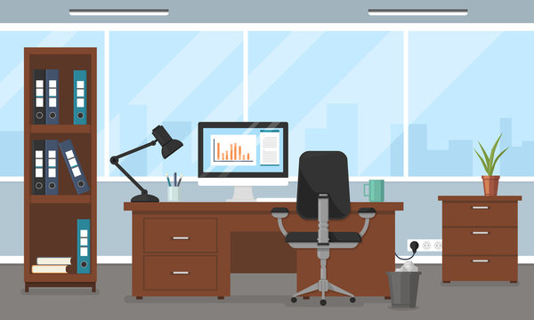 Vector corporate workspace illustration