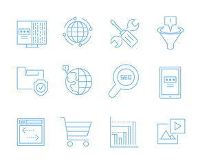 simple seo icons set, web and mobile UI