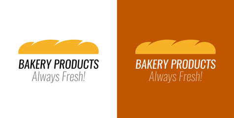 Logo with Loaf bread for Bakery Products Shop - Vector Emblem on white and dark background