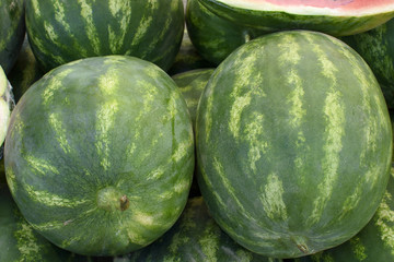 watermelons on the grocery counter
