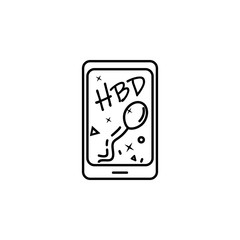 message onphone withbirthday dusk style icon. Element of birthday party in dusk style icon for mobile concept and web apps. Thin line message onphone withbirthday icon
