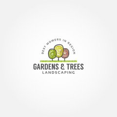 Vector hand darawn tree illustration set. Tree, fruit, gardening label, logo, icon, nature, eco, green, organic, outdoors design.