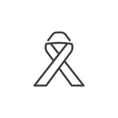 Awareness Ribbon outline icon. linear style sign for mobile concept and web design. AIDS ribbon simple line vector icon. Symbol, logo illustration. Pixel perfect vector graphics