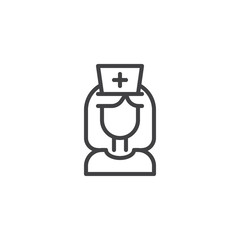 Nurse outline icon. linear style sign for mobile concept and web design. Female doctor simple line vector icon. Symbol, logo illustration. Pixel perfect vector graphics