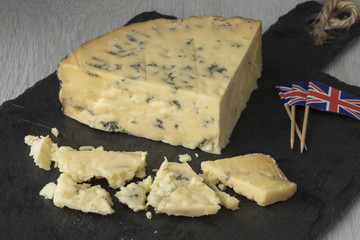  Old mature wedge of blue Stilton cheese