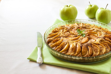 Apple pie with cinnamon and ground almonds