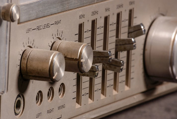 equalizer cassette player use for background. vintage music player with record volume.