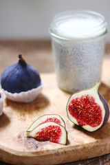 breakfast with chia pudding and fig