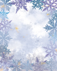 Fototapeta na wymiar Textured Empty Surface Decorated with Snowflakes.