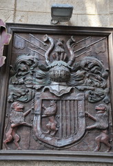 Coat of arms on the old tavern building in Cadiz