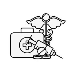 medical suitcase first aid syringe capsule and caduceus