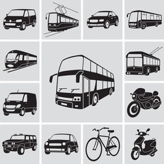 Urban transport detailed icons set. Vector illustration © Matiass