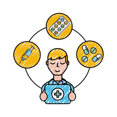 medical doctor staff kit first aid syringe pills