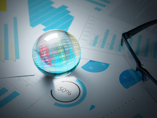 business trade stock forecast and plan with crystal ball