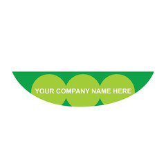 Green peas abstract logo with white text in front of it