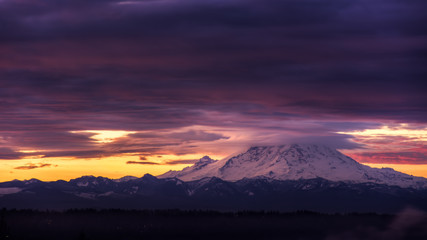 View of Mount Rainier in the State of Washington, USA.