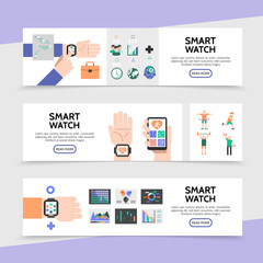 Flat Smart Watch Horizontal Banners