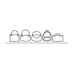 Thin line style icon. Set of bags