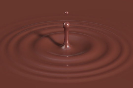 Drop falling into milk, lotion or paint top view