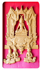 Traditional Old wood carving on the wall of Temple