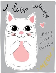 cute cat illustration for fabric, t shirt, cards