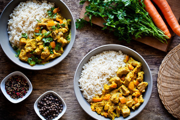 Homemade Curry Dish With Rice