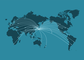 世界地図のイラスト: ビジネス・旅行イメージ