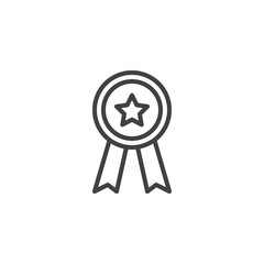 Award Badge outline icon. linear style sign for mobile concept and web design. Quality medal simple line vector icon. Symbol, logo illustration. Pixel perfect vector graphics