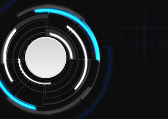 Futuristic circle with blue and white color on dark background
