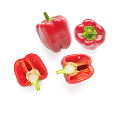 Red pepper isolated on white background top view.