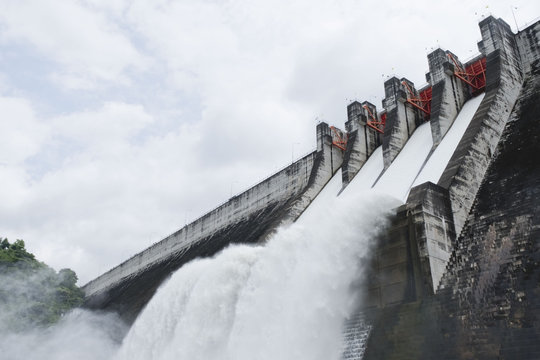 Dam and spillways (Khun Dan Prakan Chon Dam), NAKHONNAYOK, THAILAND