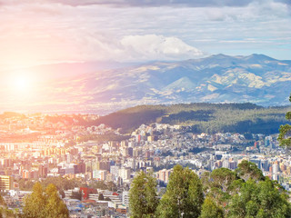 Panoramic view of Ecuadorian capital Quito