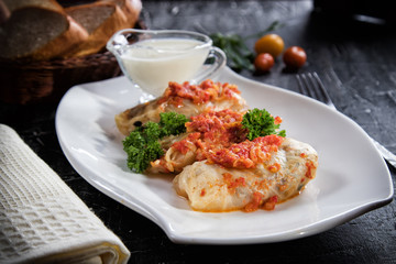 Stuffed cabbage stuffed with minced meat and rice.