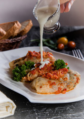 Stuffed cabbage stuffed with minced meat and rice.