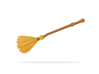 Witch broom besom vector illustration isolated on white